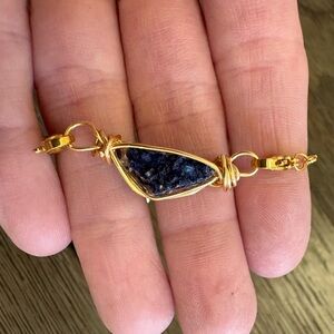Handmade women’s Azurite crystal interchangeable adjustable bracelet